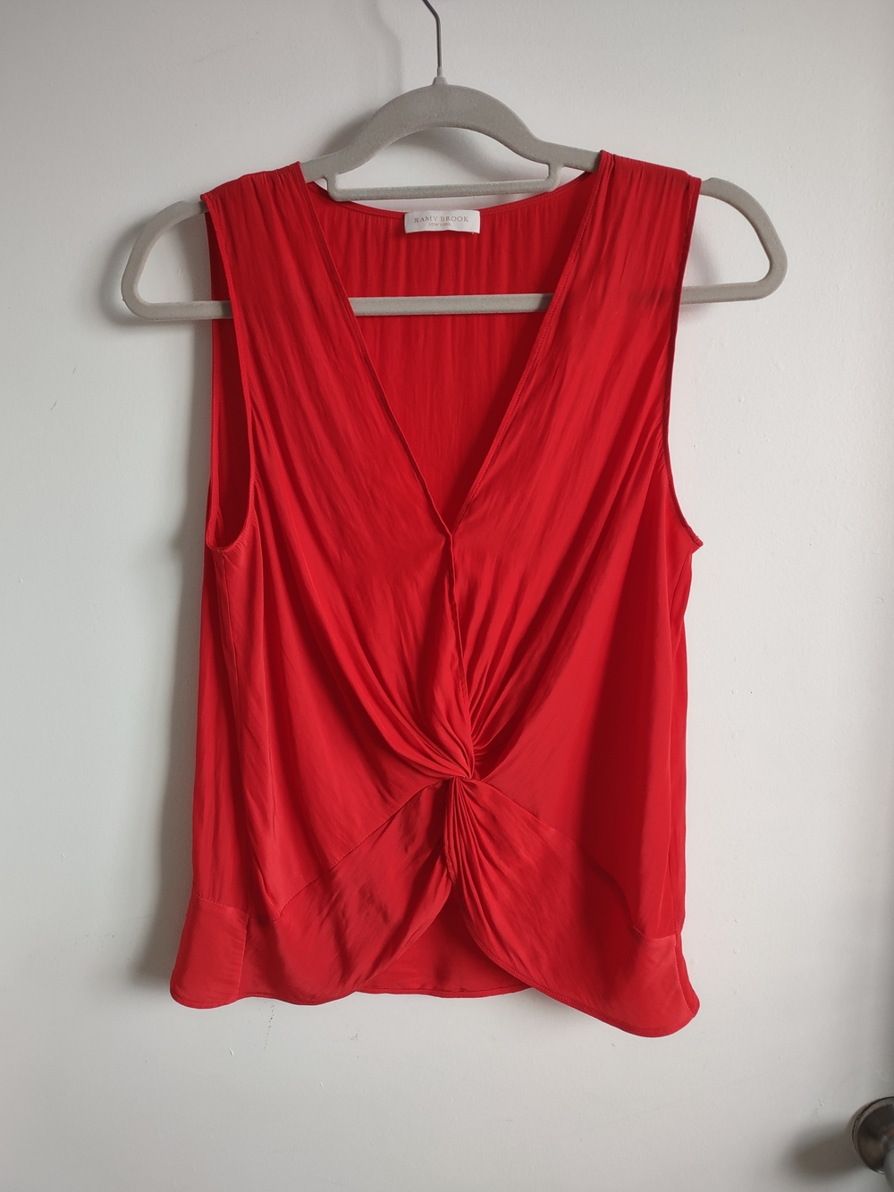 Ramy Brook Twist-Front V-Neck Sleeveless Top - Red